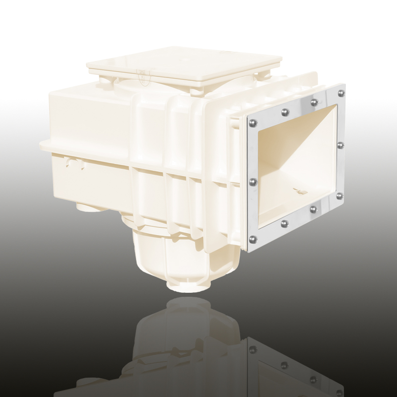 V20 Skimmer für Folien- und vorgefertigte Becken Cremeweiß, V2A Flansch