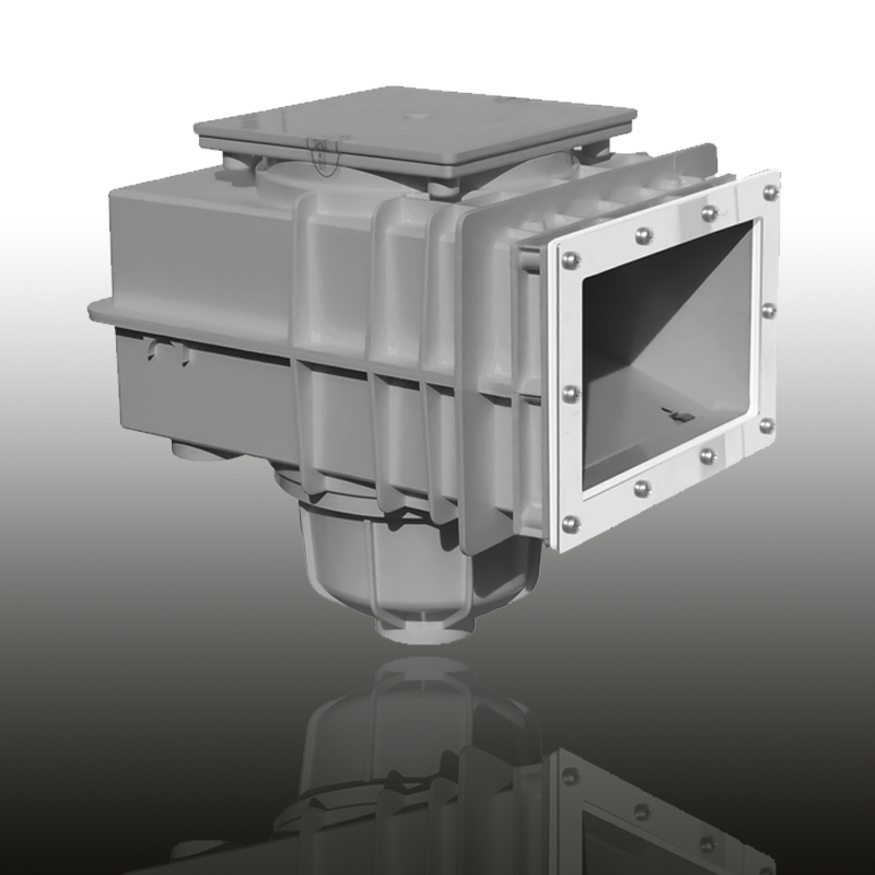 V20 Skimmer für Folien- und vorgefertigte Becken Edelgrau, V2A Flansch