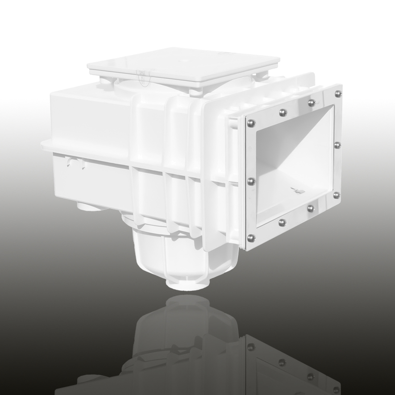V20 Skimmer für Folien- und vorgefertigte Becken Signalweiß, V2A Flansch